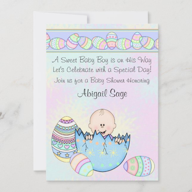 Baby Boy with Easter Eggs Baby Shower Invitation (Front)