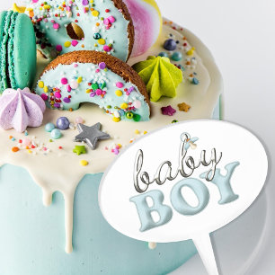 Baby Boy with Pacifier Typography Cake Topper
