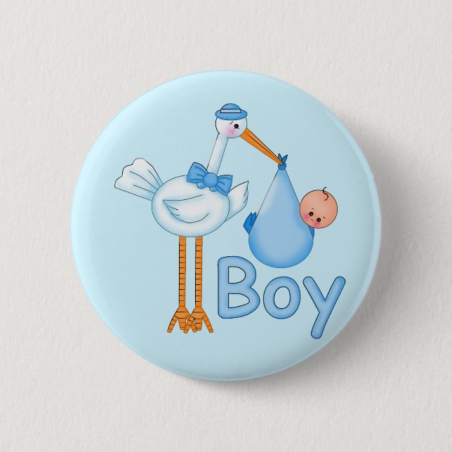 Baby Boy with Stork Button (Front)
