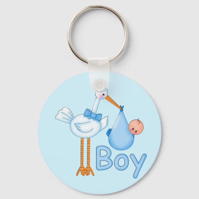 Baby Boy with Stork Keychain (Front)