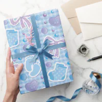 Blue Elephant Baby Boy Wrapping Paper Sheets, Zazzle