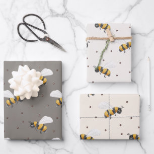 Baby Boy Yellow and Black Bees Wrapping Paper Sheets