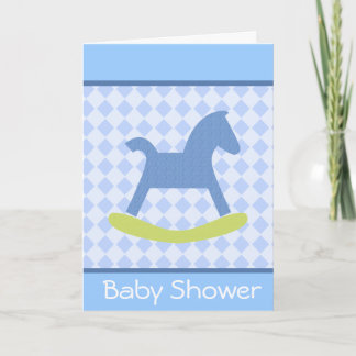 Baby Boy Yellow and Blue Rocking Horse Card