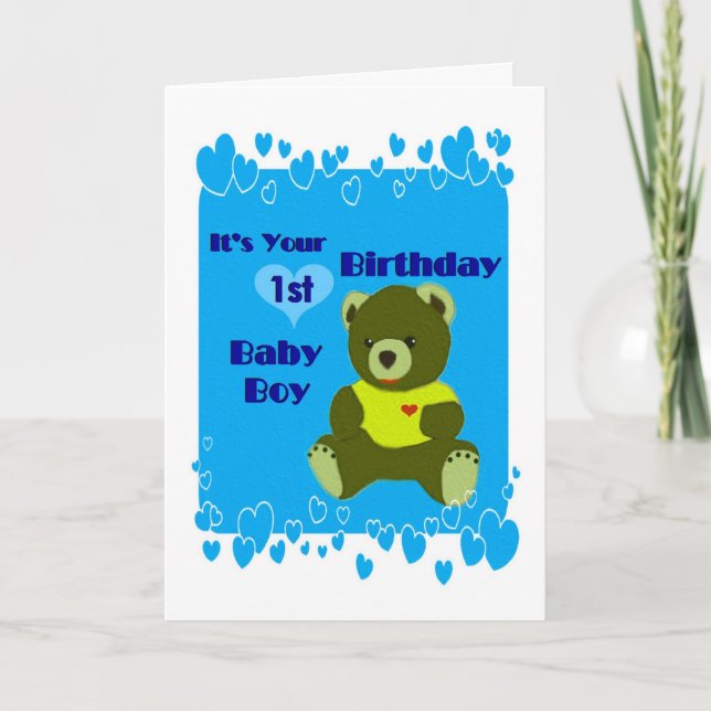 Baby Boys 1st Birthday Card (Front)