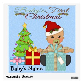 Baby Boy's 1st Christmas Square Wall Decal