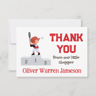 Baby Boy's 1st Place Batter Birthday Baseball Thank You Card