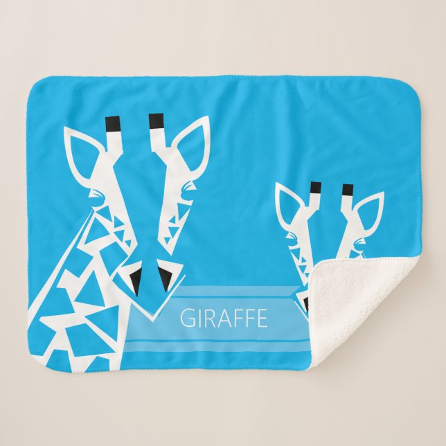 Baby Boy's Bame Giraffe Blue Blanket (Front (Horizontal))