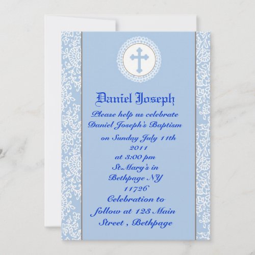 Baby Boys Baptism/Christening Personalized Invitation
