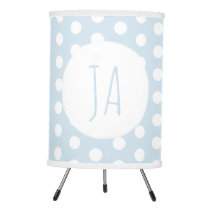 Baby Boy's Blue Polka Dot Pattern Monogram Nursery Tripod Lamp