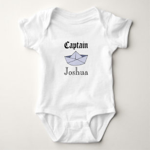 Baby Boy's Captain Marine Origami Paper Boat Name Baby Bodysuit