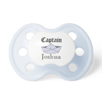 Baby Boy's Captain Marine Origami Paper Boat Name Pacifier