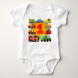 Baby Boys Custom Construction Truck 1st Birthday Baby Bodysuit