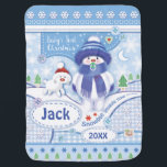 Baby boy's, Cute, 1st Christmas Baby Blanket<br><div class="desc">For a baby boy at Christmas, this cute blue Snowbie baby blanket is a beautiful gift. Soon to be a picture book by Carol M. Kearns, the Snowbies are characters, animals and children etc, all made from snow. The adorable picture on the front of this blanket shows a little Snowbie...</div>