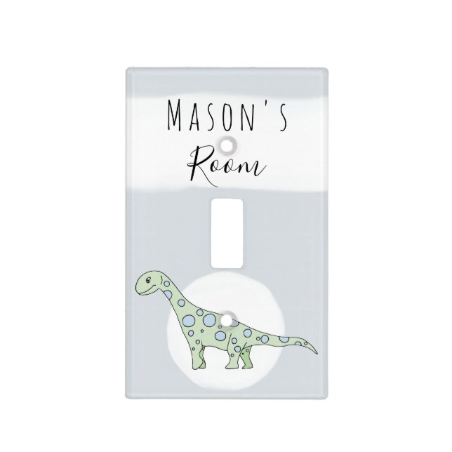 Baby Boy's Cute Dinosaur Doodle Nursery Light Switch Cover (Front)