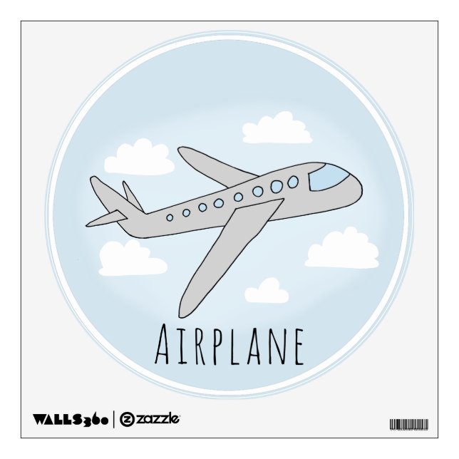 Baby Boys Doodle Airplane Travel Nursery Wall Decal (Front)