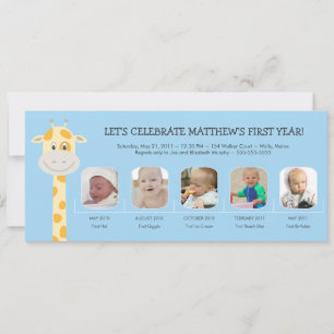 Baby Boy's First Birthday Year Invitation
