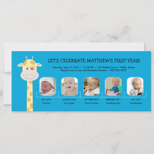 Baby Boys First Birthday Year Invitation