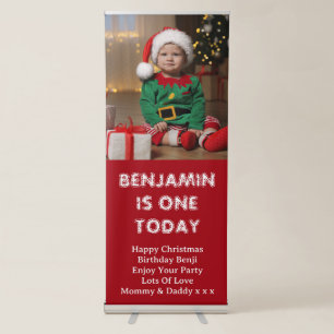 Baby Boys First Christmas Birthday Photo Retractable Banner