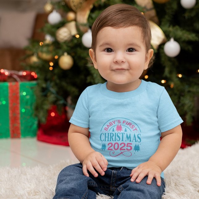 Baby Boy's First Christmas Blue Baby T-Shirt (Creator Uploaded)
