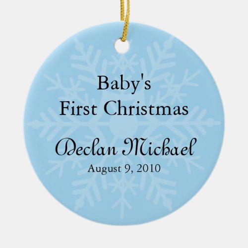 Baby Boys First Christmas _ Blue Snowflake Ceramic Ornament