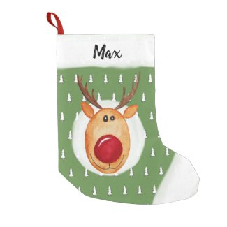 Baby Boy's First Christmas Rudolph Tree with Name Small Christmas Stocking