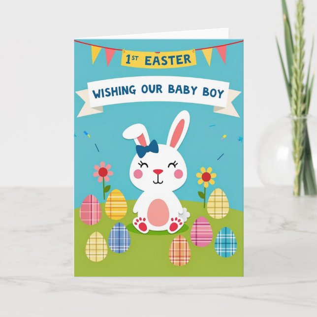 Baby Boys First Easter Greeting Card (Front)