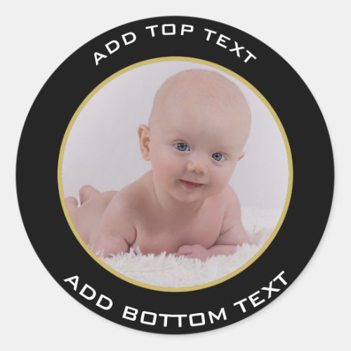 Baby Boys First Personalized Snapshot Photo Classic Round Sticker