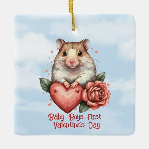 Baby Boys First Valentines Day Ceramic Ornament