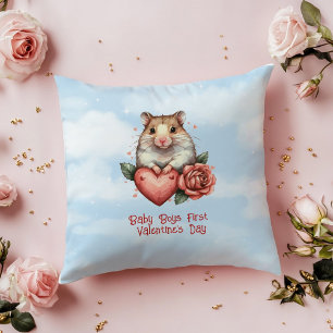 Baby Boys First Valentine's Day Throw Pillow