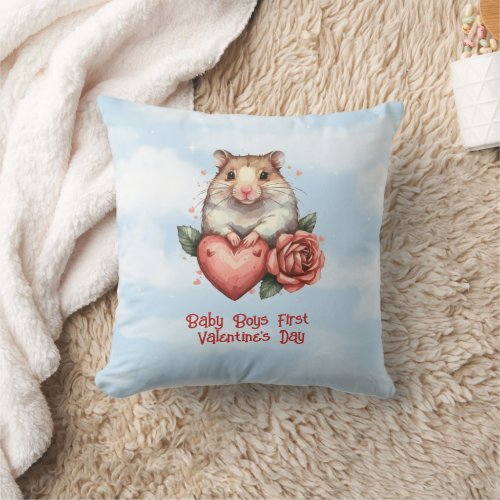 Baby Boys First Valentines Day Throw Pillow