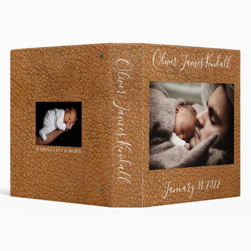 Baby Boys First Year Photo Album Leather Look  3 Ring Binder