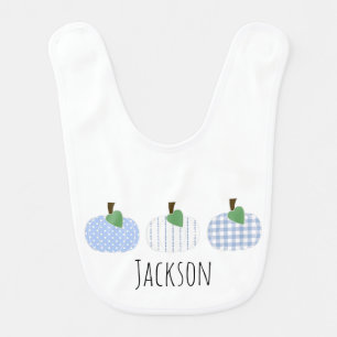 Baby Boys Light Blue Pumpkin Trio Baby Bib