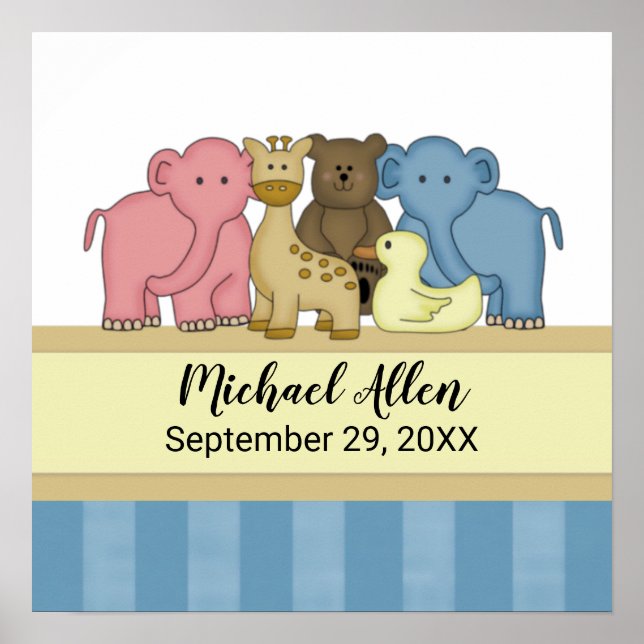 Baby Boy's Personalized Name Nursery Poster (Front)