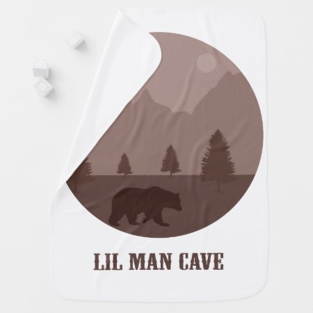 Baby Boys Room Blanket Decor "lil Man Cave" Bear