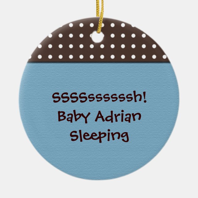 baby boy's room blue door hanger ceramic ornament (Front)