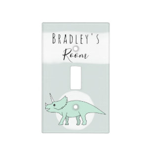 Baby Boy's Triceratops Dinosaur Doodle Nursery Light Switch Cover