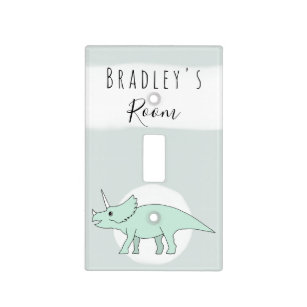 Baby Boy's Triceratops Dinosaur Doodle Nursery Light Switch Cover