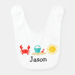 Baby Boys Watercolor Beach Trio Baby Bib