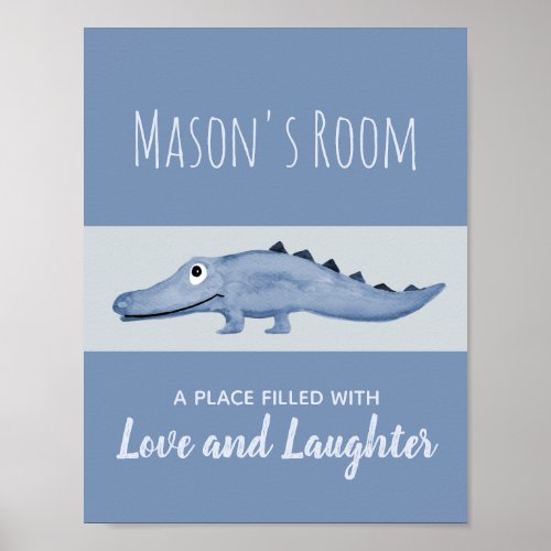 Baby Boys Watercolor Crocodile Jungle Nursery Art Poster