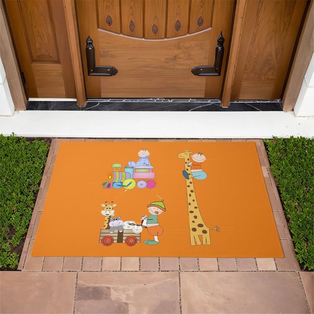 Baby Boys with Nursery Train Giraffe and Wagon  Doormat (Creator Uploaded)