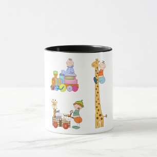 Baby Boys with Nursery Train Giraffe and Wagon Mug