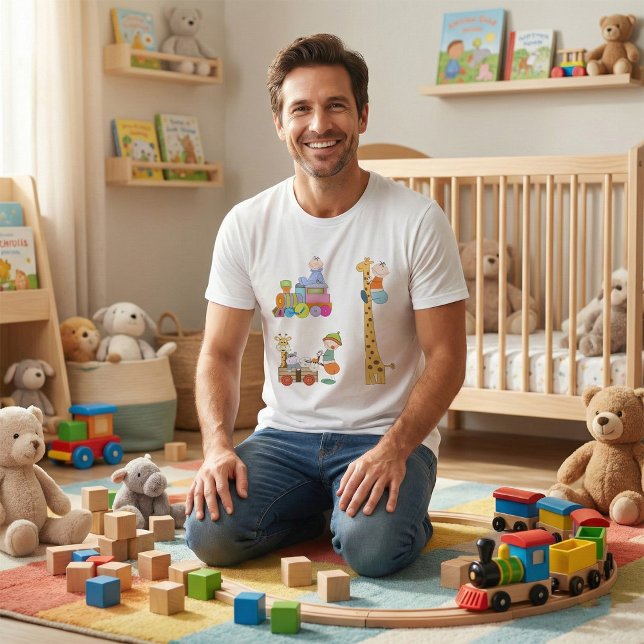 Baby Boys with Nursery Train Giraffe and Wagon  T-Shirt (Creator Uploaded)