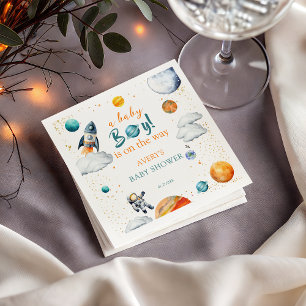 Baby BoyWatercolor Space Baby Shower Planet Napkins