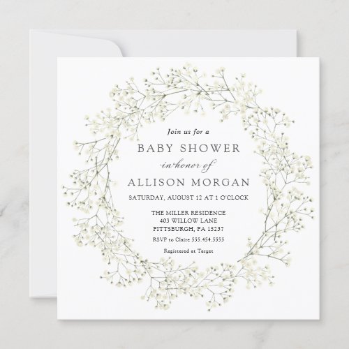 Baby Breath Flowers Baby Shower Invitation