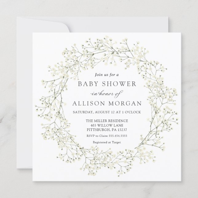 Baby Breath Flowers Baby Shower Invitation (Front)