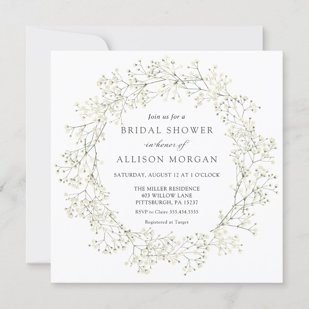 Baby Breath Flowers Bridal Shower Invitation | Zazzle