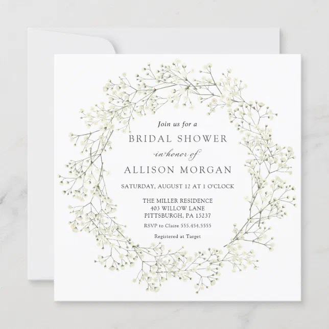 Baby Breath Flowers Bridal Shower Invitation | Zazzle