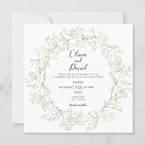 Baby Breath Flowers Wedding Invitation