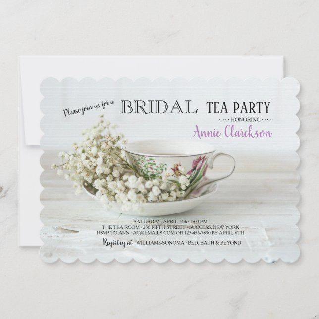 Baby Breath & Tea Cup Invitation (Front)