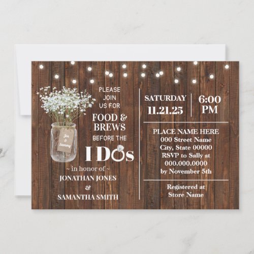 Baby Breath's Food &amp; Brews Before I do Shower Invitation